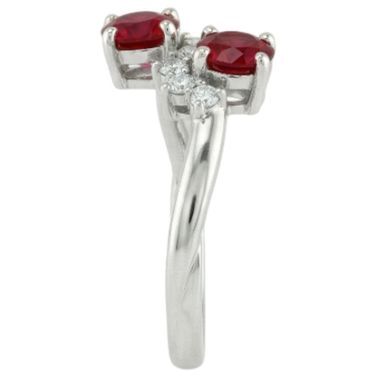 Toi et Moi Natural Earth Mined Diamond Ruby Ring 1.18 Carats Women White Gold 14K Jewelry