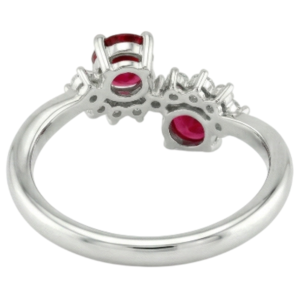 Toi et Moi Natural Earth Mined Diamond Ruby Ring 1.18 Carats Women White Gold 14K Jewelry