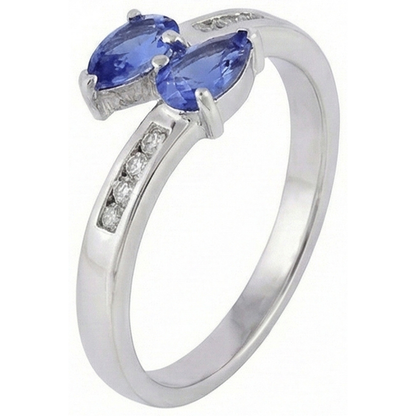 Toi et Moi Pear Ceylon Sapphire 2.20 Carat Natural Earth Mined Diamond Ring White Gold 14K