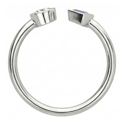 Toi et Moi Round Natural Earth Mined Diamond & Trillion Bezel Set Sapphire Ring 1 Carat