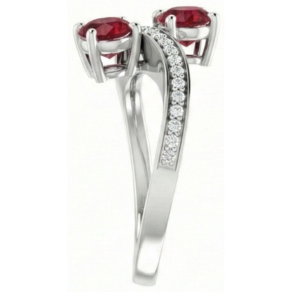 Toi et Moi Round Ruby & Natural Earth Mined Diamond Ring 2.60 Carats White Gold 14K