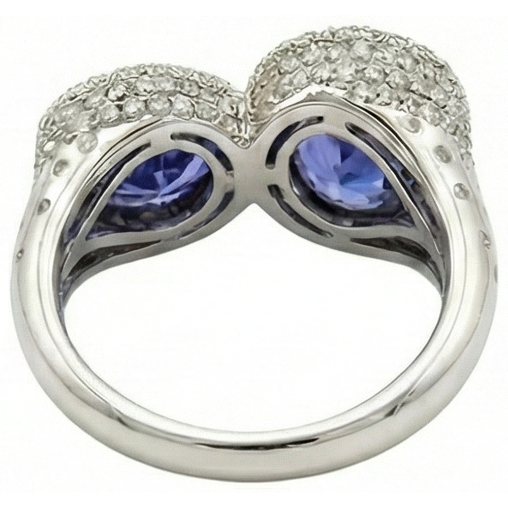 Toi et Moi Tanzanite Solitaire Ring With Natural Earth Mined Diamonds Accents 5.50 Carats