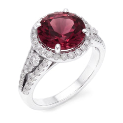 Tourmaline And Natural Earth Mined Diamonds 9 Carats Engagement Ring Gold White 14K