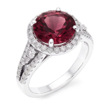 Tourmaline And Natural Earth Mined Diamonds 9 Carats Engagement Ring Gold White 14K