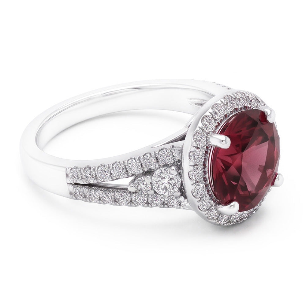 Tourmaline And Natural Earth Mined Diamonds 9 Carats Engagement Ring Gold White 14K