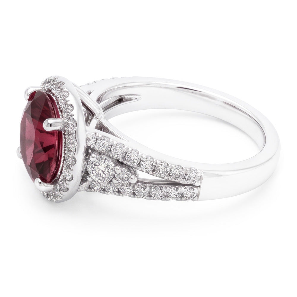 Tourmaline And Natural Earth Mined Diamonds 9 Carats Engagement Ring Gold White 14K