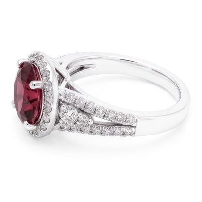 Tourmaline And Natural Earth Mined Diamonds 9 Carats Engagement Ring Gold White 14K