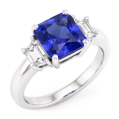 Trapezoid Natural Earth Mined Diamond 3 Stone Radiant Shaped Ring Jewelry 2.50 Carats