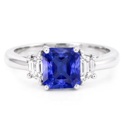 Trapezoid Natural Earth Mined Diamond 3 Stone Radiant Shaped Ring Jewelry 2.50 Carats