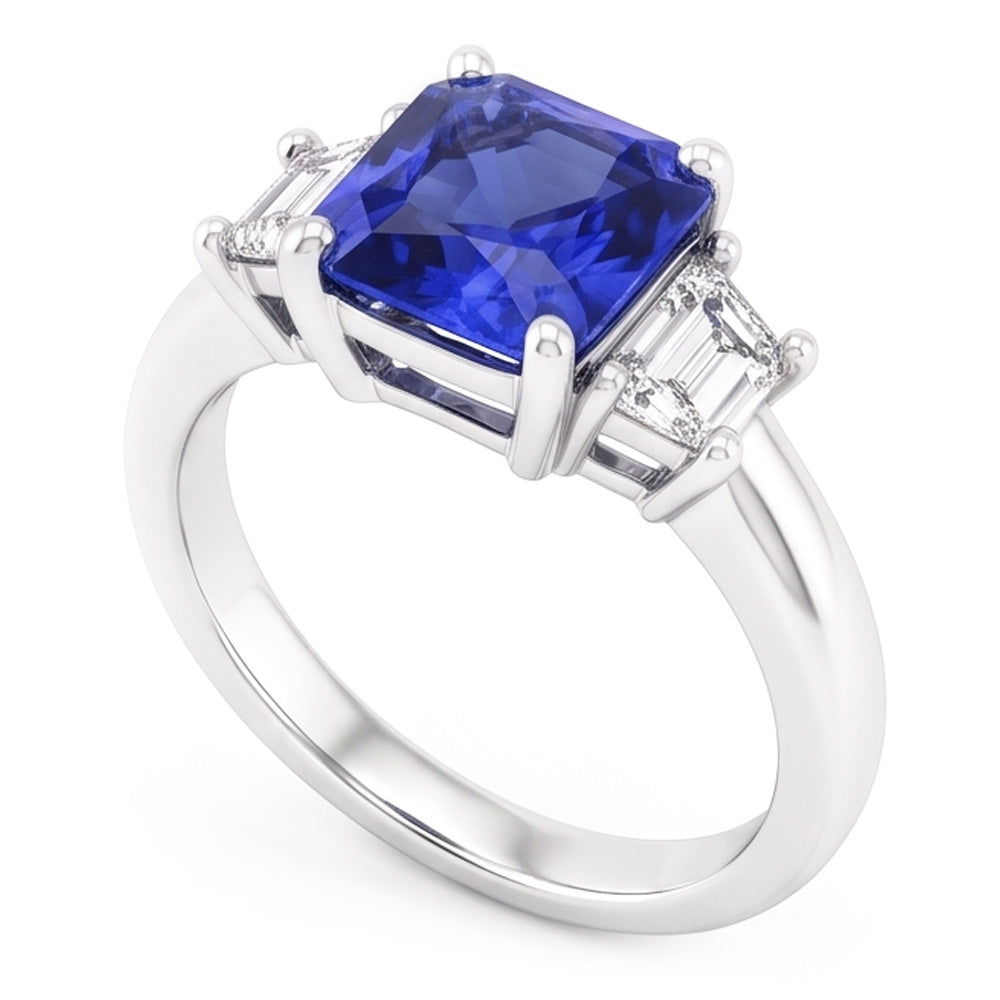 Trapezoid Natural Earth Mined Diamond 3 Stone Radiant Shaped Ring Jewelry 2.50 Carats