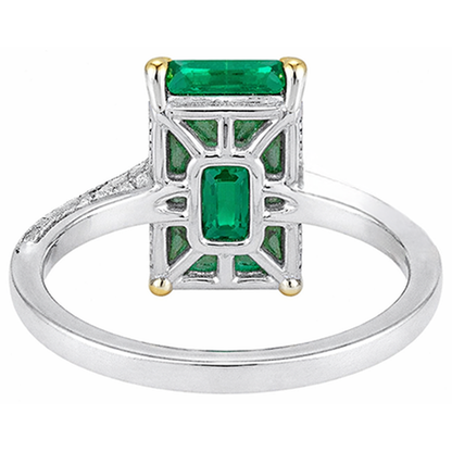 Natural Real ( Not Lab Grown ) Trendy Engagement Ring Green Emerald GIA Diamond Ladies Jewelry