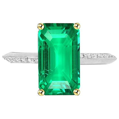 Natural Real ( Not Lab Grown ) Trendy Engagement Ring Green Emerald GIA Diamond Ladies Jewelry