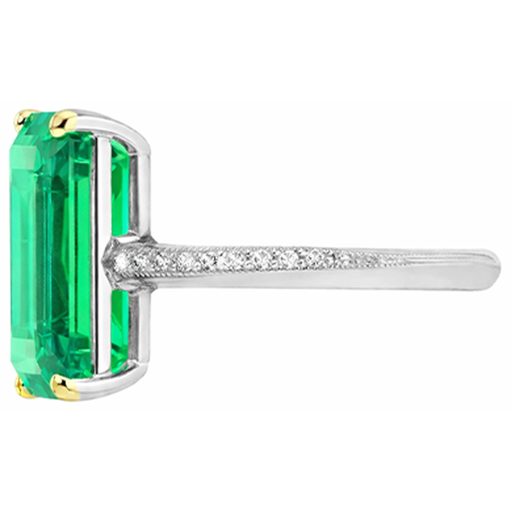 Natural Real ( Not Lab Grown ) Trendy Engagement Ring Green Emerald GIA Diamond Ladies Jewelry