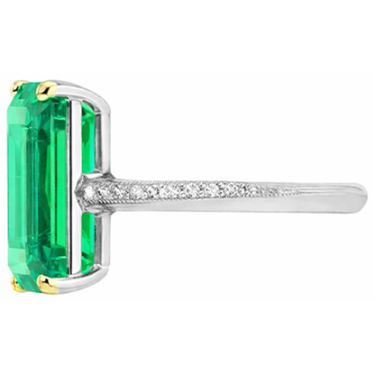 Natural Real ( Not Lab Grown ) Trendy Engagement Ring Green Emerald GIA Diamond Ladies Jewelry