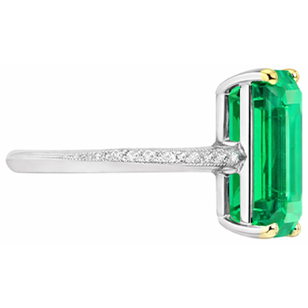 Natural Real ( Not Lab Grown ) Trendy Engagement Ring Green Emerald GIA Diamond Ladies Jewelry