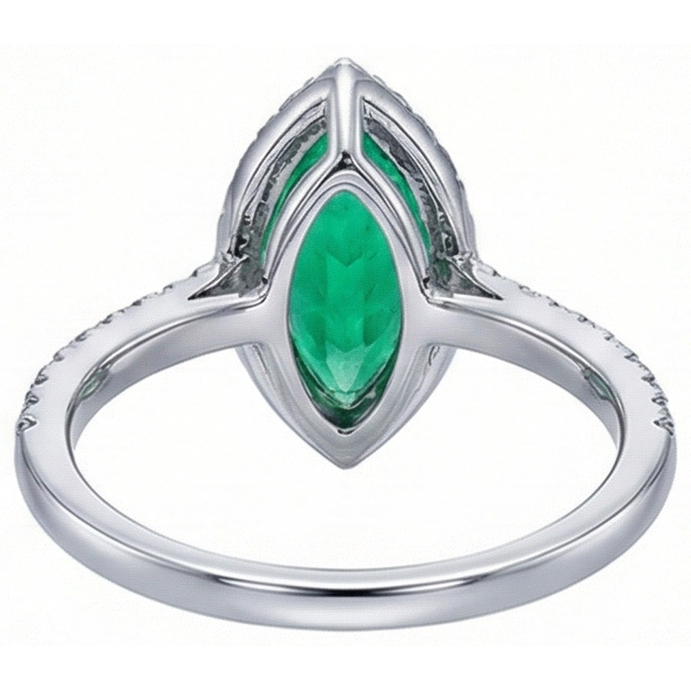 Natural Real ( Not Lab Grown ) Trendy Gemstone Womens Jewelry Halo Green Emerald GIA Ring