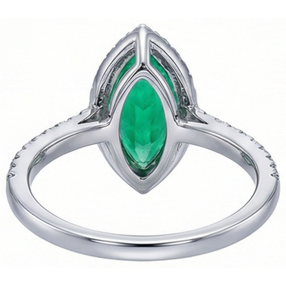 Natural Real ( Not Lab Grown ) Trendy Gemstone Womens Jewelry Halo Green Emerald GIA Ring