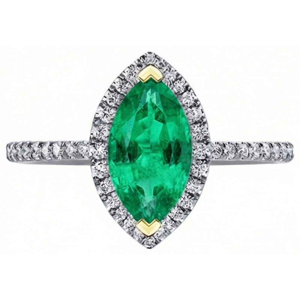 Natural Real ( Not Lab Grown ) Trendy Gemstone Womens Jewelry Halo Green Emerald GIA Ring