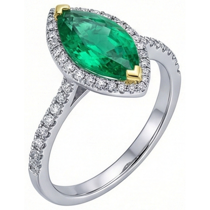 Natural Real ( Not Lab Grown ) Trendy Gemstone Womens Jewelry Halo Green Emerald GIA Ring