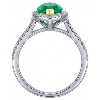 Natural Real ( Not Lab Grown ) Trendy Gemstone Womens Jewelry Halo Green Emerald GIA Ring