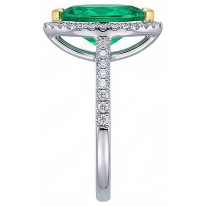 Natural Real ( Not Lab Grown ) Trendy Gemstone Womens Jewelry Halo Green Emerald GIA Ring