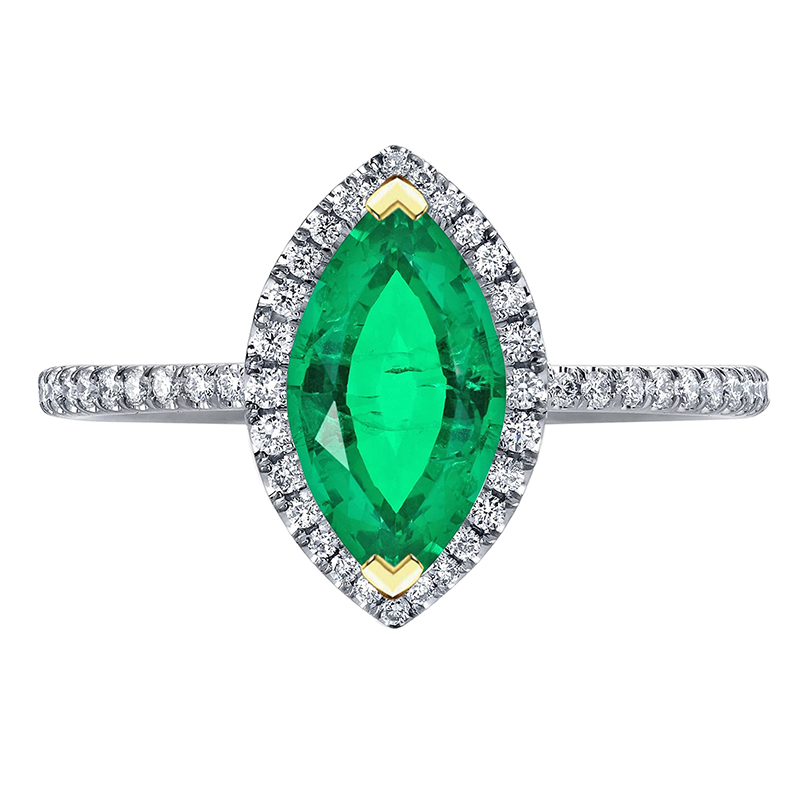 Trendy Gemstone Womens Jewelry Halo Green Emerald Ring