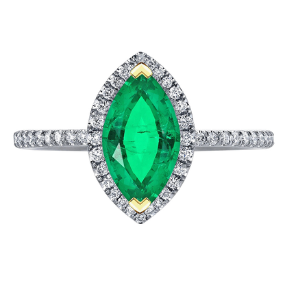 Trendy Gemstone Womens Jewelry Halo Green Emerald Ring