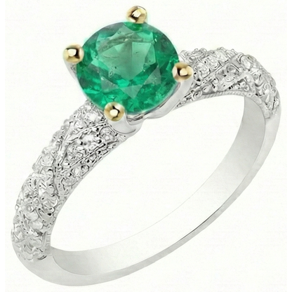 Natural Real ( Not Lab Grown ) Trendy Green Emerald GIA And Diamond Ring