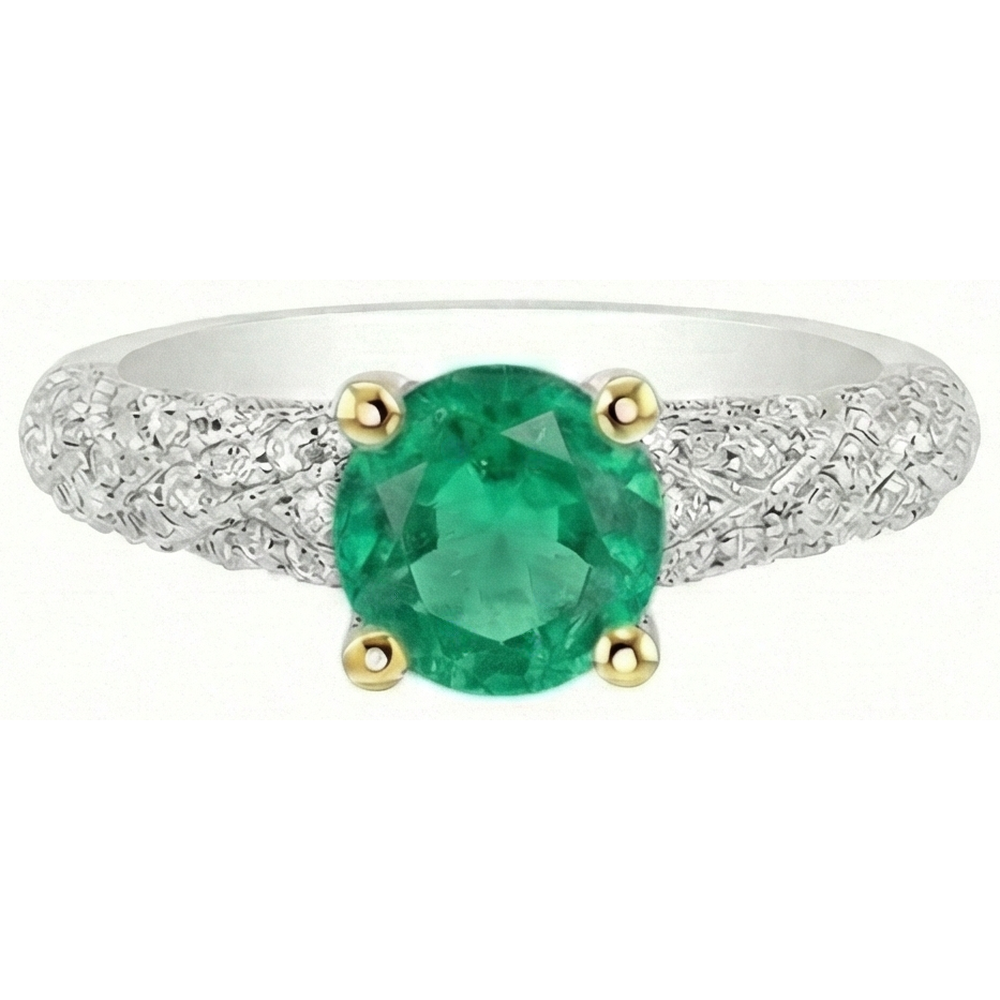 Natural Real ( Not Lab Grown ) Trendy Green Emerald GIA And Diamond Ring