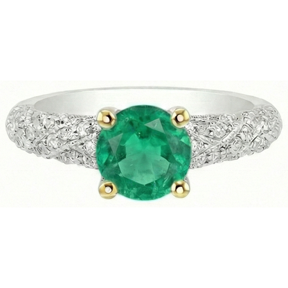 Natural Real ( Not Lab Grown ) Trendy Green Emerald GIA And Diamond Ring