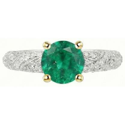 Natural Real ( Not Lab Grown ) Trendy Green Emerald GIA And Diamond Ring