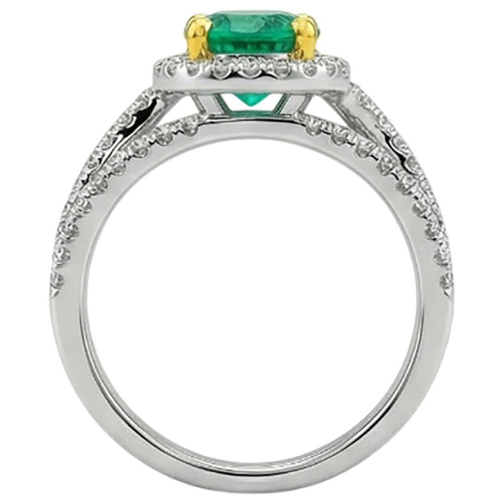 Natural Real ( Not Lab Grown ) Trendy Green Emerald GIA Diamond Ring Set Women’s Jewelry