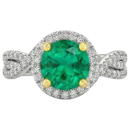 Natural Real ( Not Lab Grown ) Trendy Green Emerald GIA Diamond Ring Set Women’s Jewelry
