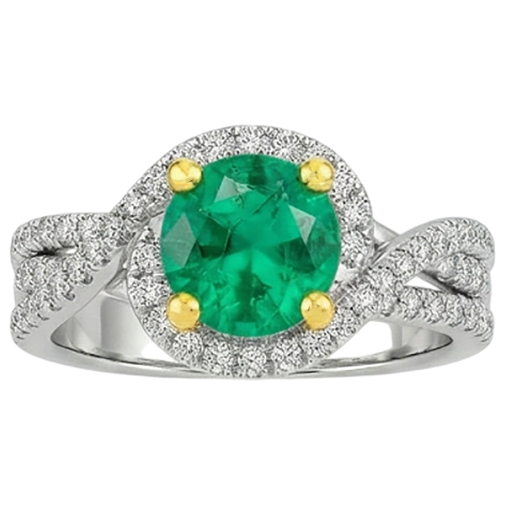 Natural Real ( Not Lab Grown ) Trendy Green Emerald GIA Diamond Ring Set Women’s Jewelry
