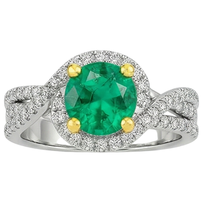 Natural Real ( Not Lab Grown ) Trendy Green Emerald GIA Diamond Ring Set Women’s Jewelry