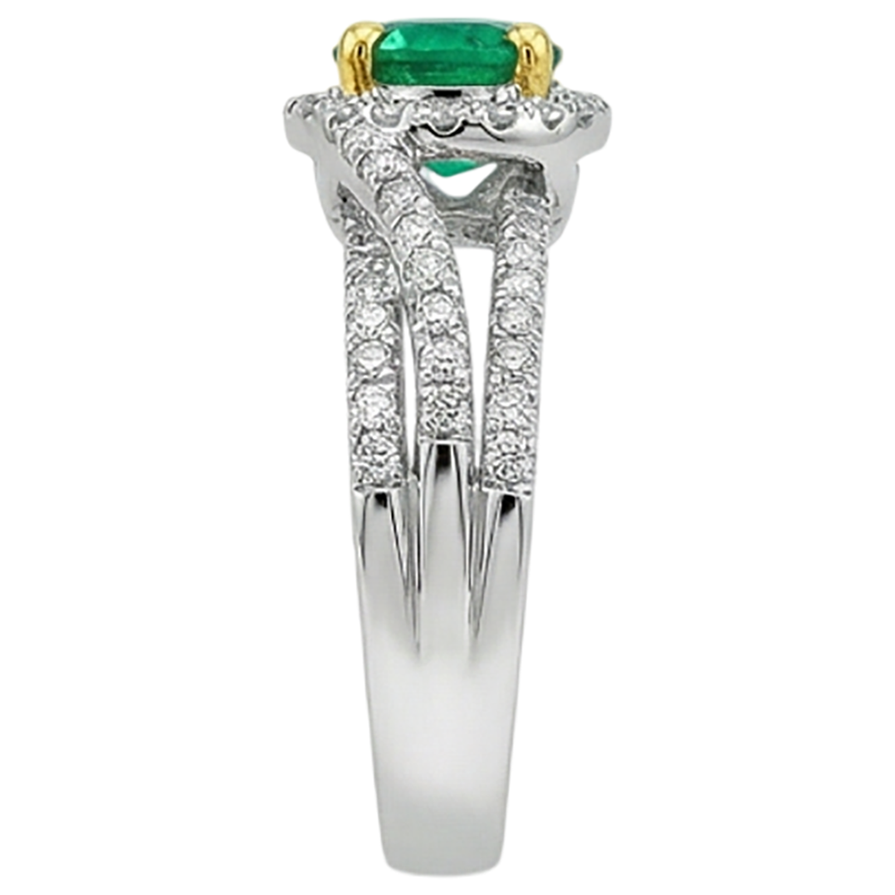 Natural Real ( Not Lab Grown ) Trendy Green Emerald GIA Diamond Ring Set Women’s Jewelry