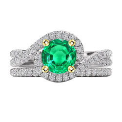 Trendy Green Emerald Diamond Ring Set Women’s Jewelry