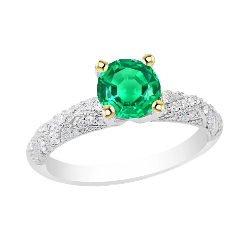 Trendy Green Emerald And Diamond Ring