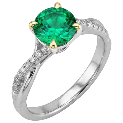 Natural Real ( Not Lab Grown ) Trendy Green Emerald GIA Ring Engagement Wedding Jewelry