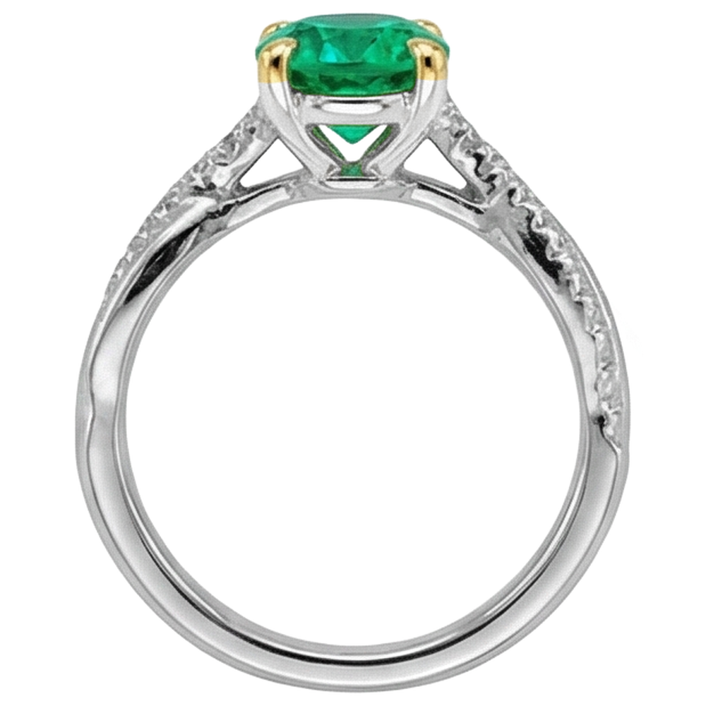 Natural Real ( Not Lab Grown ) Trendy Green Emerald GIA Ring Engagement Wedding Jewelry