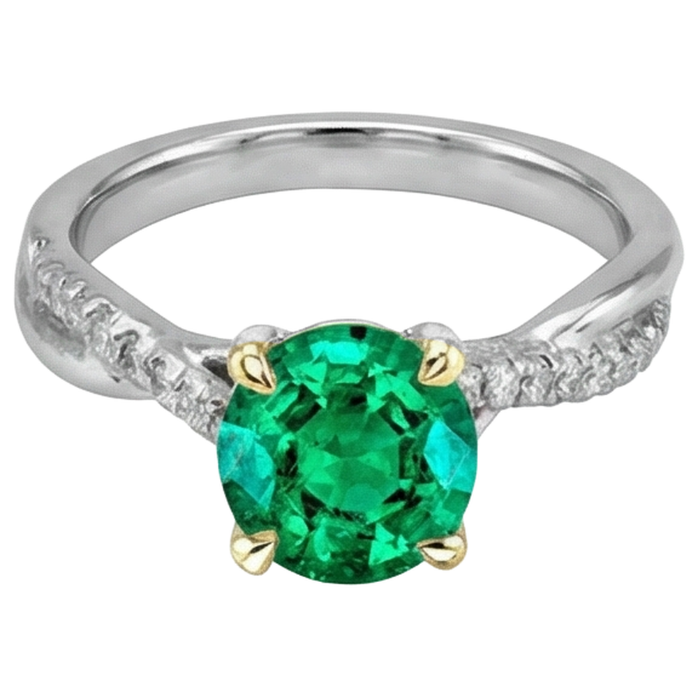 Natural Real ( Not Lab Grown ) Trendy Green Emerald GIA Ring Engagement Wedding Jewelry