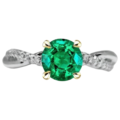 Natural Real ( Not Lab Grown ) Trendy Green Emerald GIA Ring Engagement Wedding Jewelry