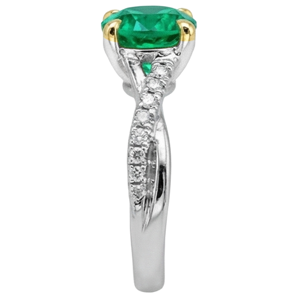 Natural Real ( Not Lab Grown ) Trendy Green Emerald GIA Ring Engagement Wedding Jewelry