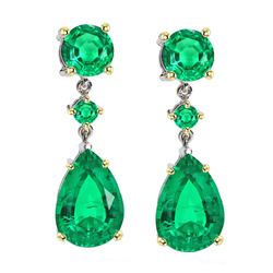 Trendy Teardrop Dangle Earrings Natural Green Emerald Gemstones