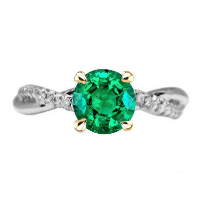 Trendy Green Emerald Ring Engagement Wedding Jewelry