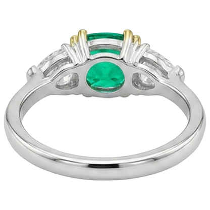 Natural Real ( Not Lab Grown ) Trilliant Cut Diamond Green Emerald GIA Ring