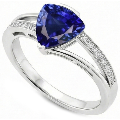 Trilliant Cut Sapphire Jewelry Natural Earth Mined Diamond Ring