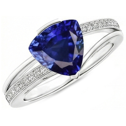 Trilliant Cut Sapphire Jewelry Natural Earth Mined Diamond Ring