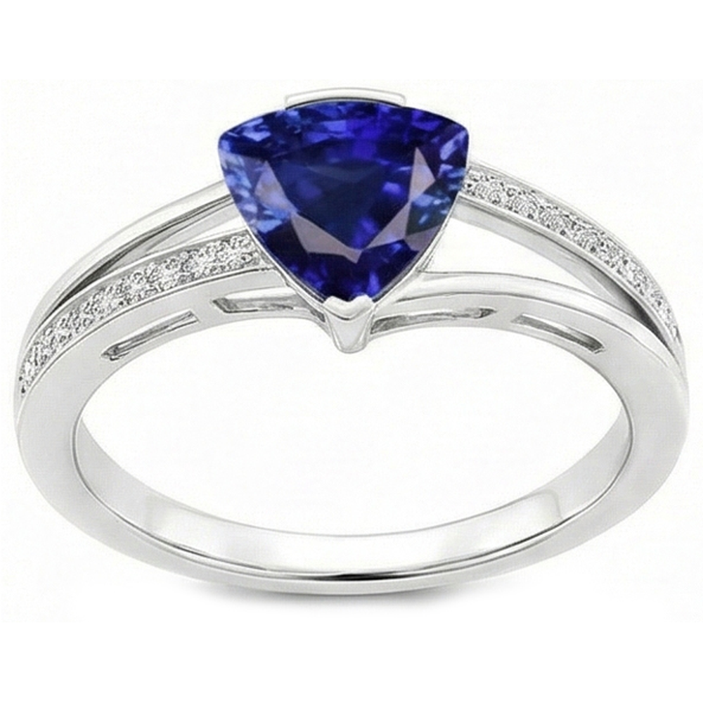Trilliant Cut Sapphire Jewelry Natural Earth Mined Diamond Ring