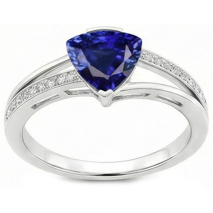 Trilliant Cut Sapphire Jewelry Natural Earth Mined Diamond Ring